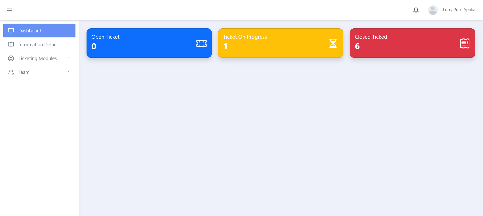 Web application for the management request ticketing company.